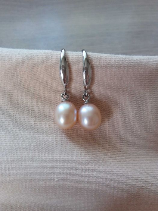 Обеци сребро, розови перли Yuno Pearls