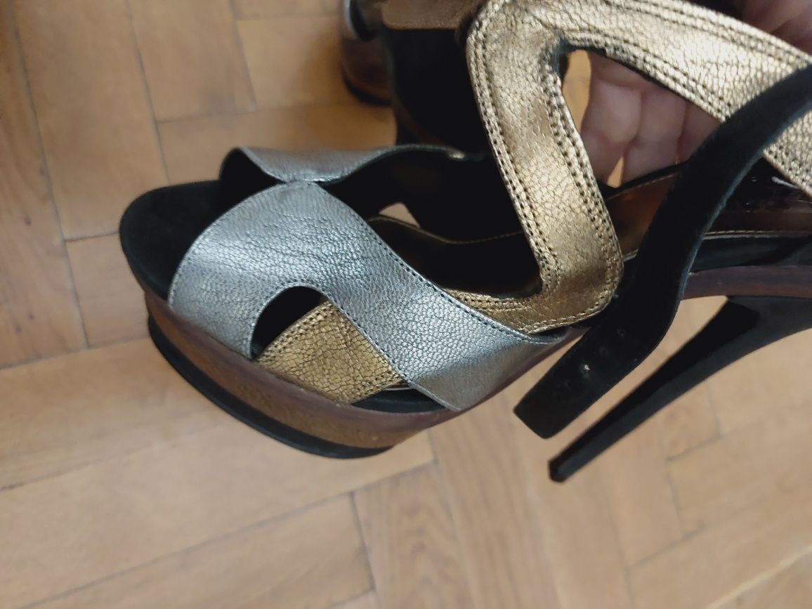 Sandale piele platformă toc înalt ocazie