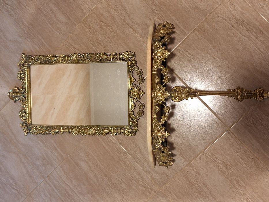 Конзола и огледало от плътен месинг