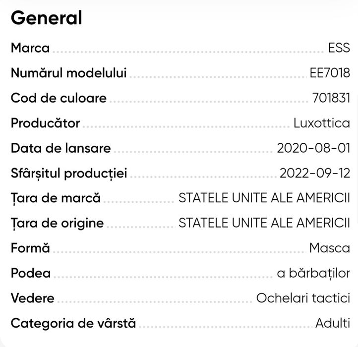 Ochelari de protectie tactici balistici Influx AVS ESS - originali
