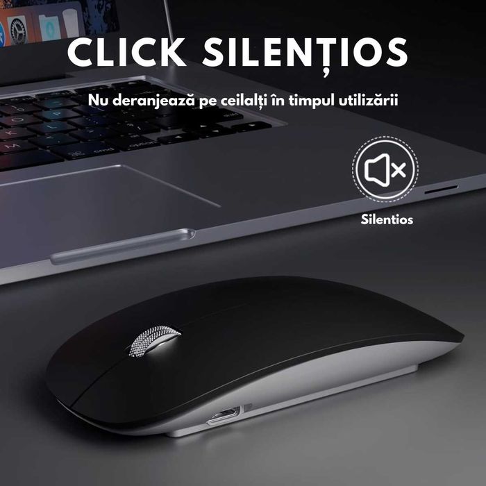 Mouse Wireless, Dual Mode Bluetooth 5.1 & 2.4GHz, Reincarcabil USB-C