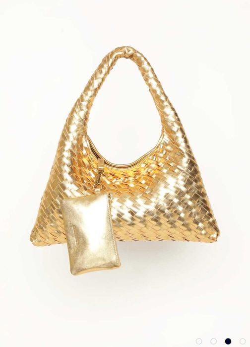 Geanta piele aurie designer american Walter Baker