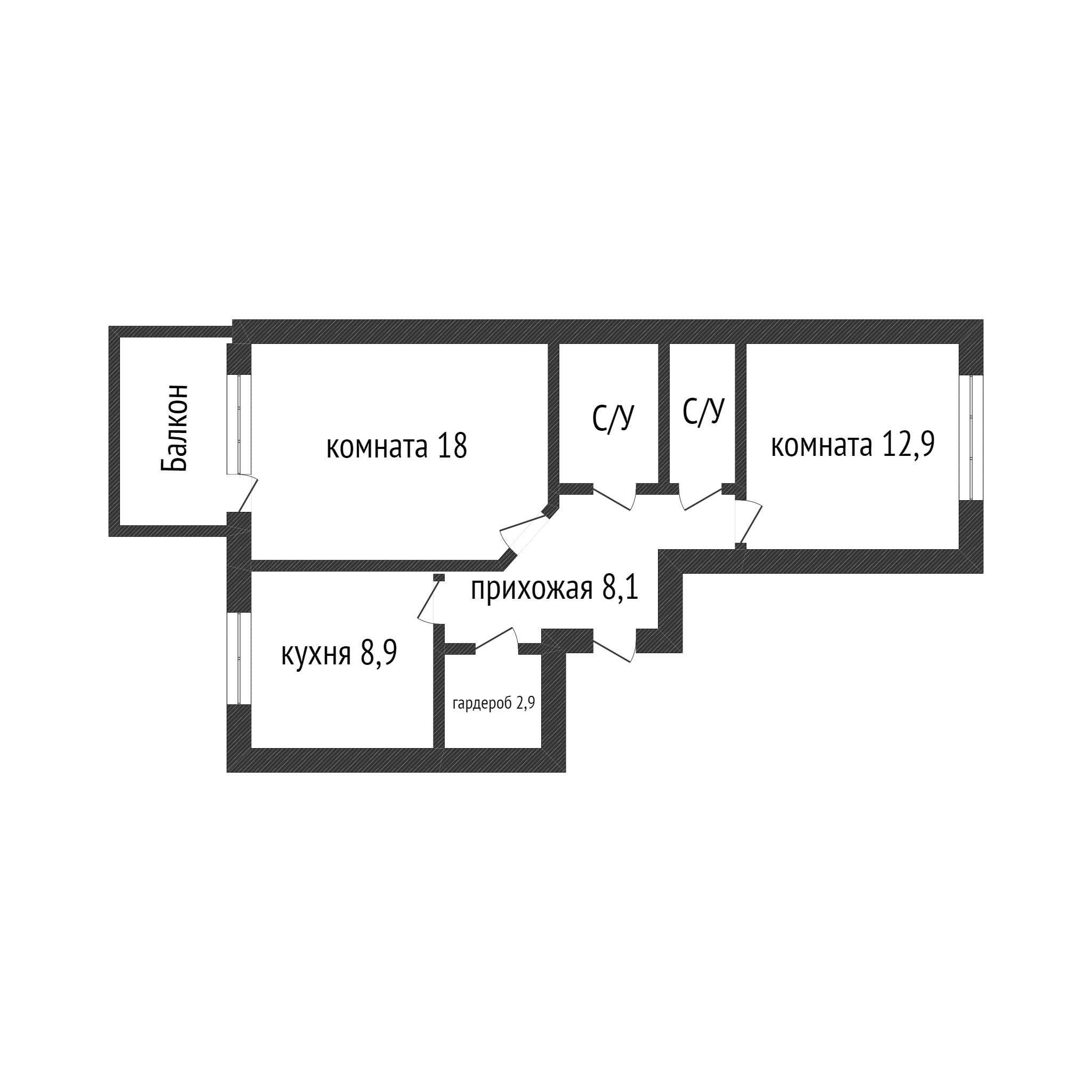 Продажа 2-комнатной квартиры мкрне Аэропорт