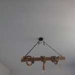 Candelabru, lustra retro, vintage, lemn natur