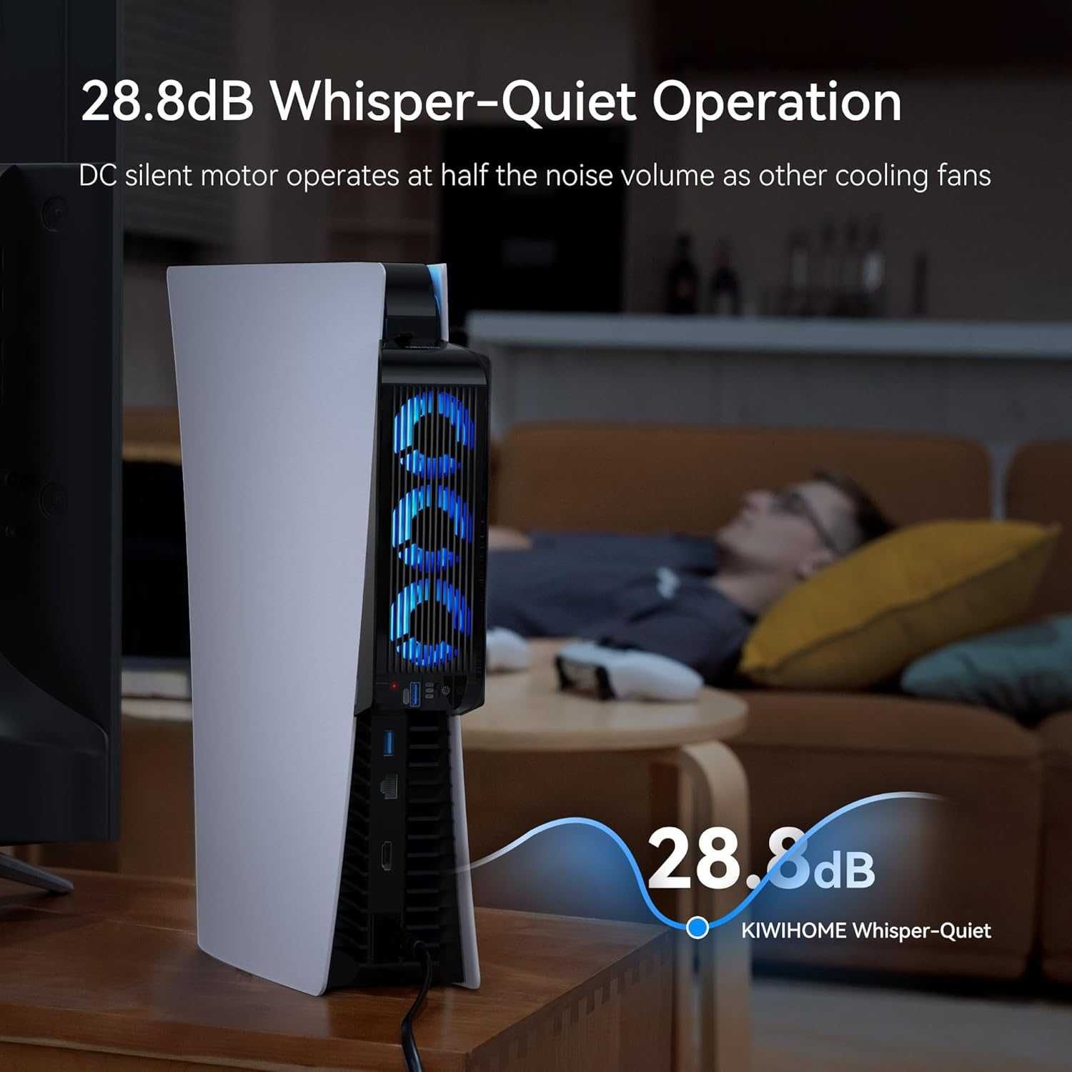 НОВ Вентилатор за PS5 Kiwi Home PX07-2, черен, 3 вентилатора USB-A 3.0