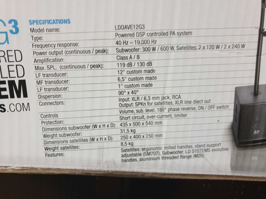 Sistem Audio PA Ld Systems Dave 12 G3 2.1 540W RMS