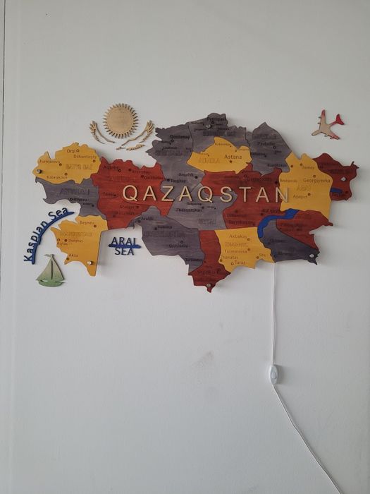 Деревянная карта Казахстана – стильный акцент в интерьере!"