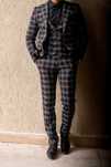 Costum negru vesta, sacou și pantaloni