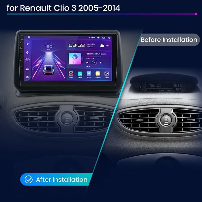 Navigatie Android Renault Clio 3 , Carplay , Android Auto + Camera