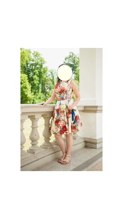 Rochie crem, floral, Mărimea 38/40, See Line