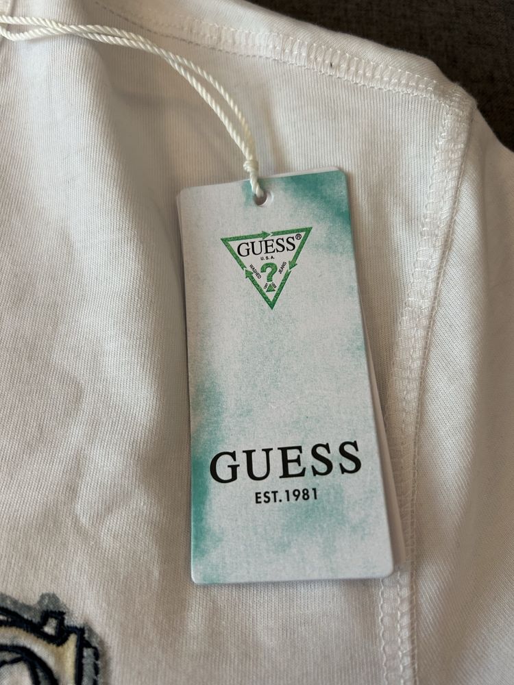 Мъжка тениска Guess - бяла, оригинална