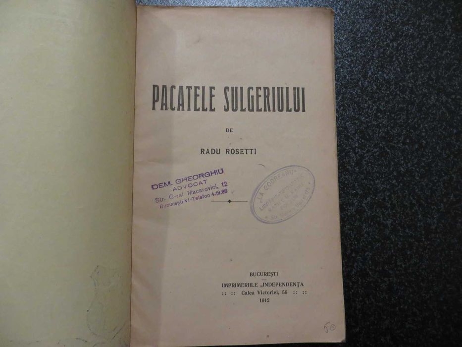 Pacatele sulgeriului Radu Rosetti 1912