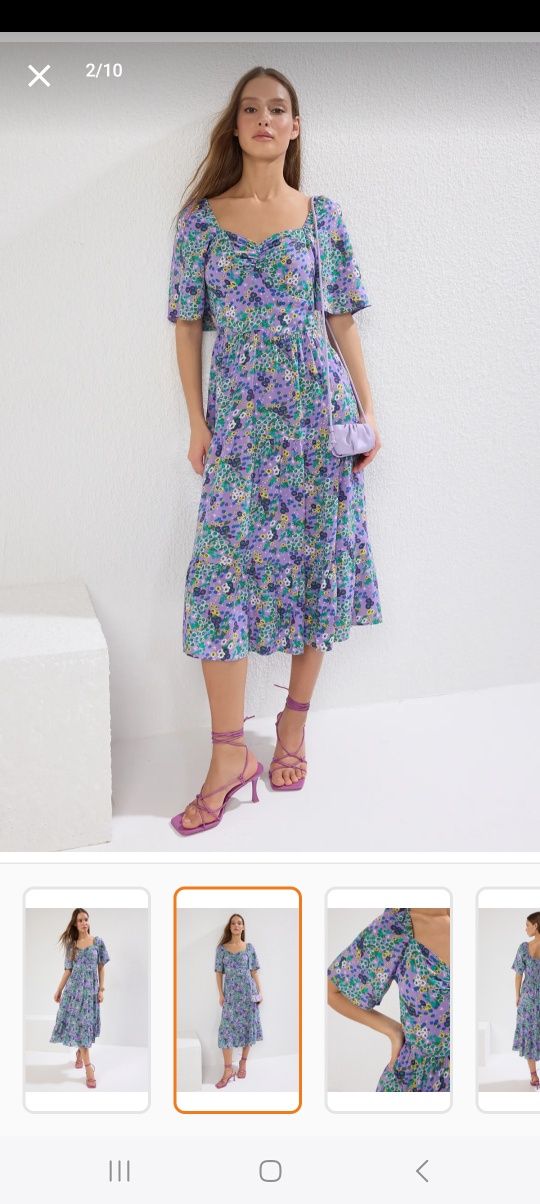 Rochie de vară florală, mărimea L %Vâscoza