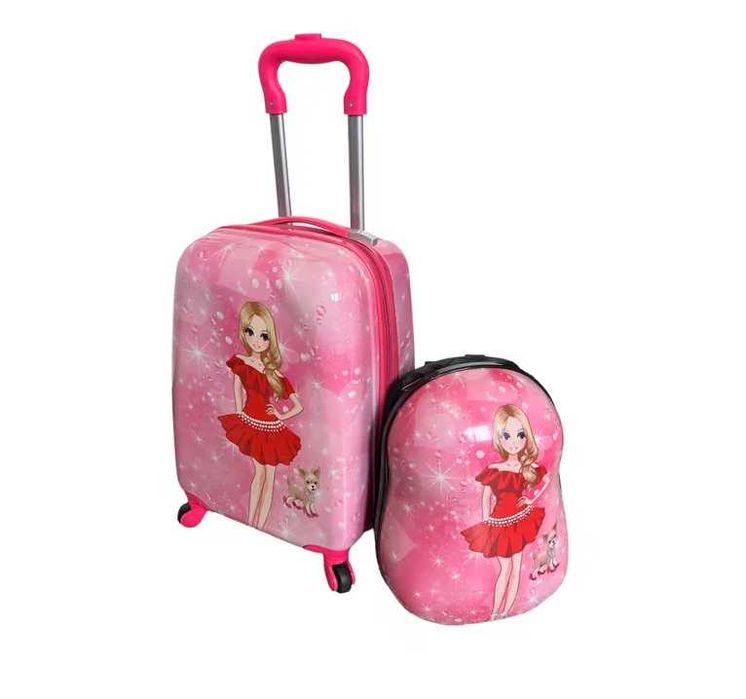 Комплект Mercado Trade, Куфар и раница, За деца, Момиче с куче, Розов