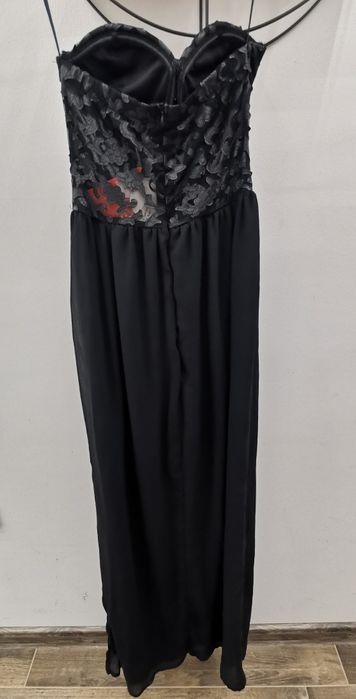 Черна официална шифонена рокля