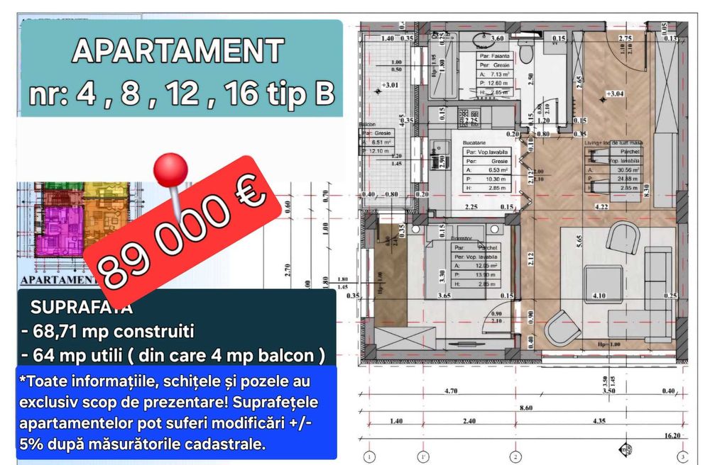 Apartament nou Mangalia,Dobrogea 1 -direct dezvoltator
