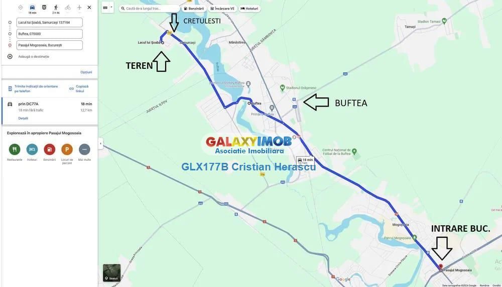 Buftea Samurcasi 1239 mp deschid 50 ml asfalt parcelabil 3 x 400 mp