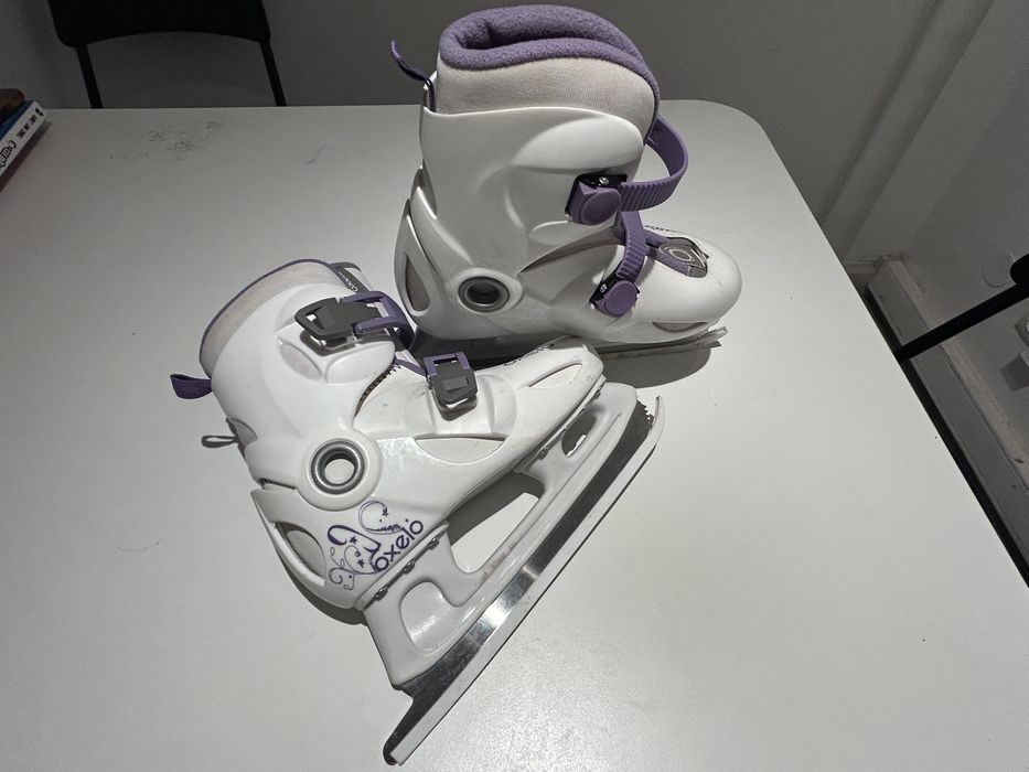 Patine gheată OXELO Play 3 Alb Fete reglabile ( marimea 32-34)