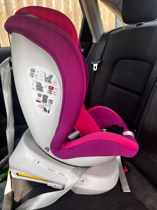 Scaun auto roz pentru fetite! Prindere isofix