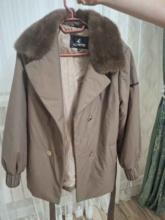 Турецкий новый зимний куртка жағасы натуральный норка 48 размер