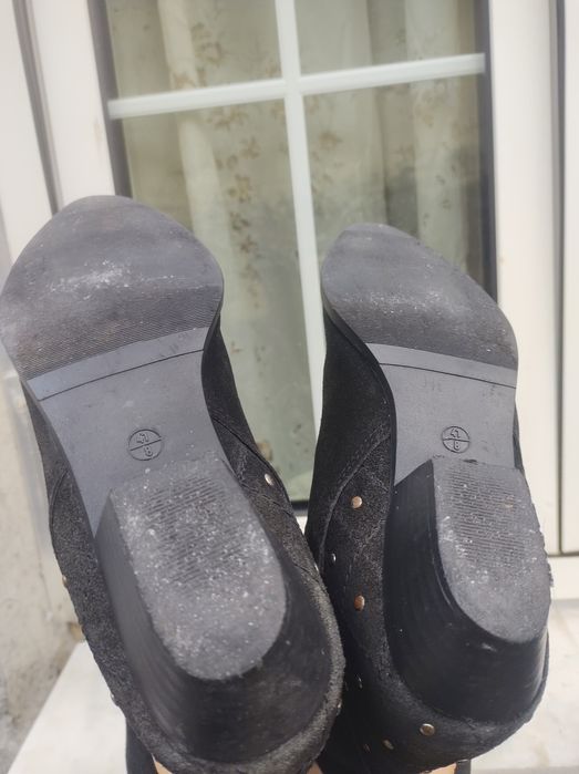 Cizme lungi dama piele intoarsa toc mic