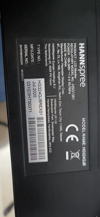 Monitor gaming curbat hannspree 31.5 inch 2k defect