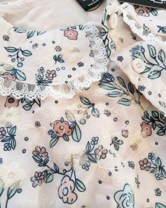 Dazy Designer Дамска рокля с яка,с флорални щампи