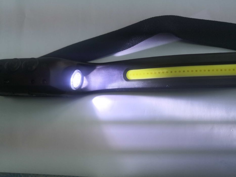 Lanterna frontala cu banda led alb si rosu + xpe si senzor de miscare