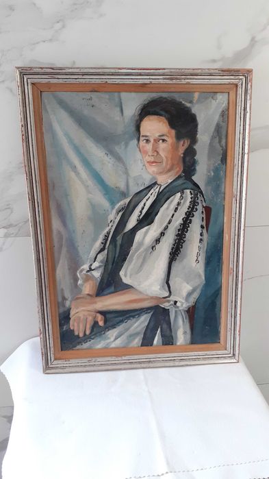 Tablou vechi, ulei pe carton 73x52 cm