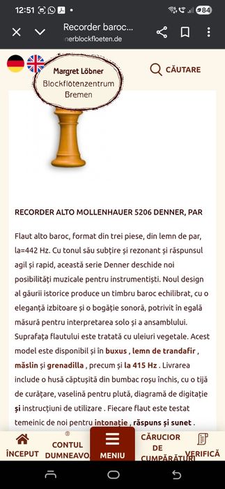 Flaut Mollenhauer 5206 Denner  Birnbaum