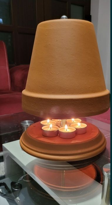 Lampa decorativa incalzire din teracota cu lumanari!