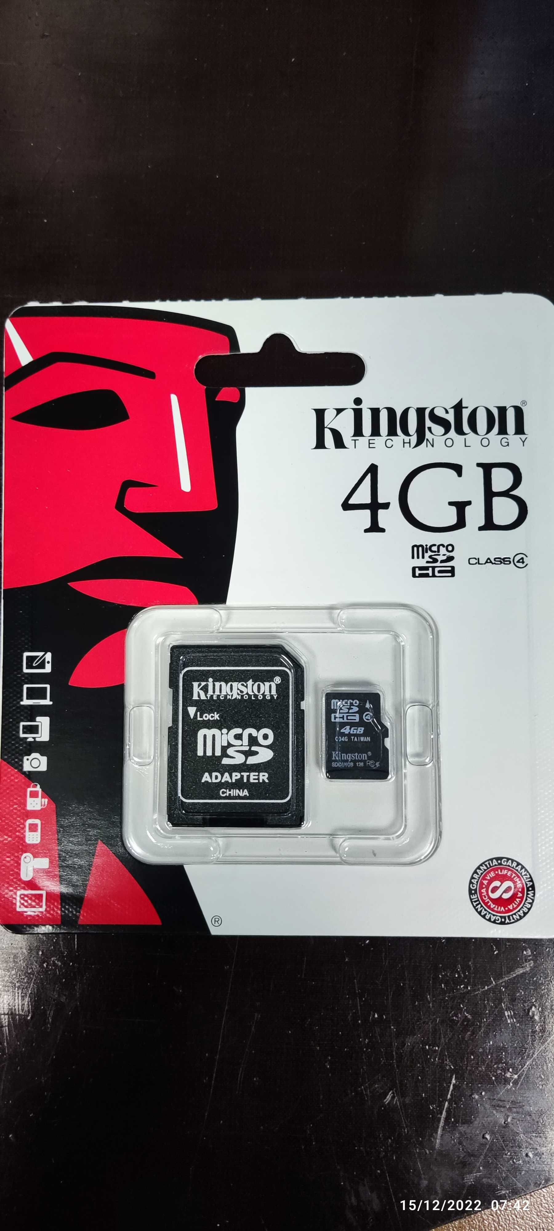 Card micro SDHC 4GB Kingston SIGILAT ADAPTOR inclus