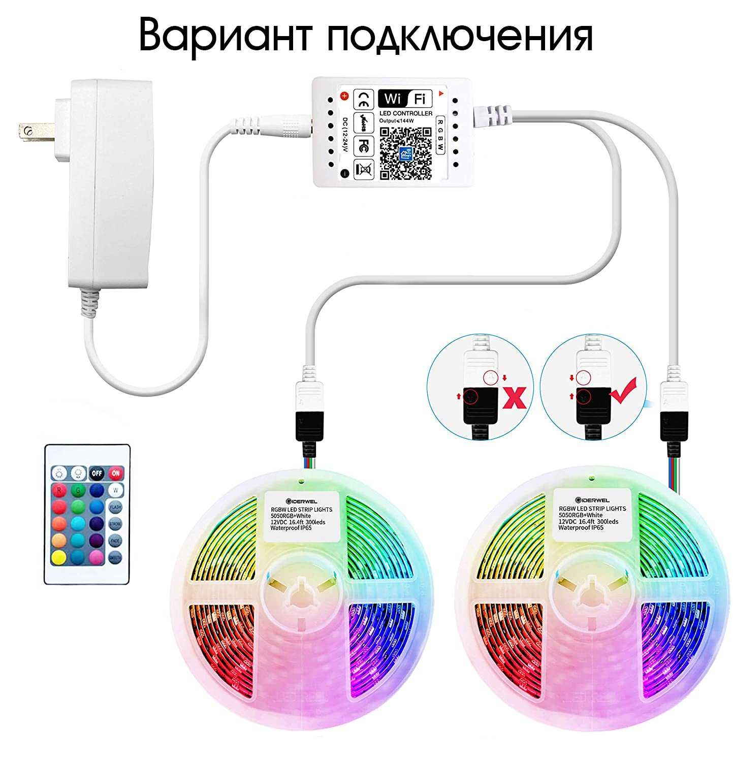 RGB контроллер LED Wi-FI две зоны и пульт, Яндекс Алиса