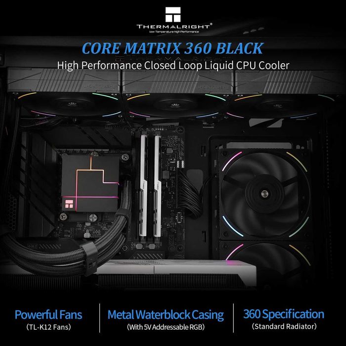 Cooler CPU AIO Thermalright Core Matrix 360,PWM 120mm 360 AMD Intel