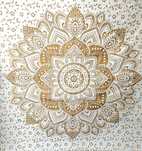 Panza decorativa auriu metalizat/multicolora, Bumbac 100% India