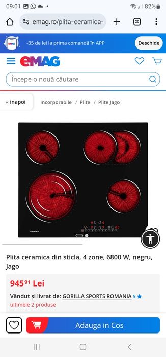 Vând plita electrica,4 zone de gatit