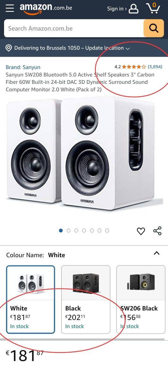 60W, 3" карбонови Hifi колони за компютър, Bluetooth 5.0, Sanyun SW208