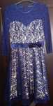 Rochie midi de ocazie, bleumarin cu interior crem auriu, marime S