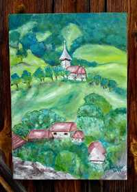 Tablou pictat- Biserica din satul Geamăna jud. Alba