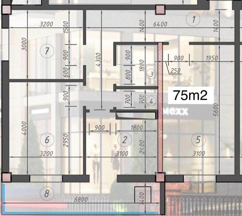 ЖК Apartament 75м2 3 комнатный Махтумкули куча, 1-линия НАРХИ АРЗОН