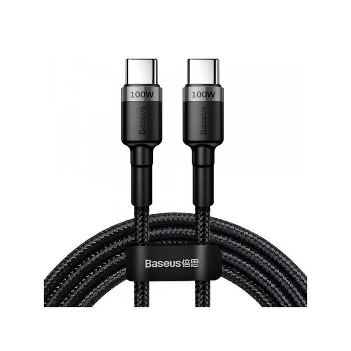 Cablu Date si Incarcare USB-C - USB-C Baseus Cafule  100W  2m  Gri CAT