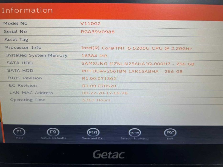 Laptop SH GETAC Fully Rugged i5-5200U 2xSSD M2 256gb 16GB Ram Touch