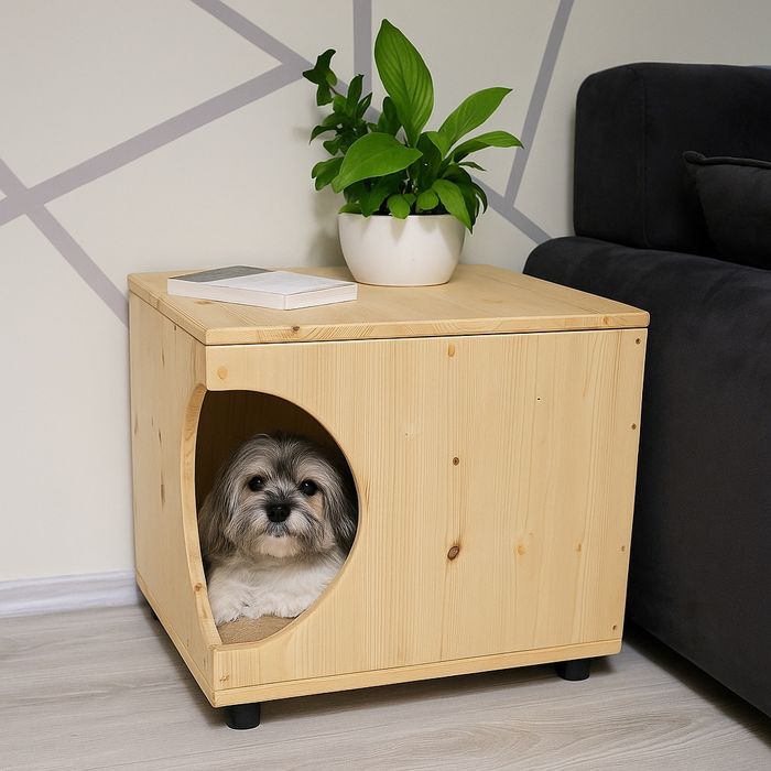 Căsuță din lemn pentru animale, handmade, design modern – model „MIA”