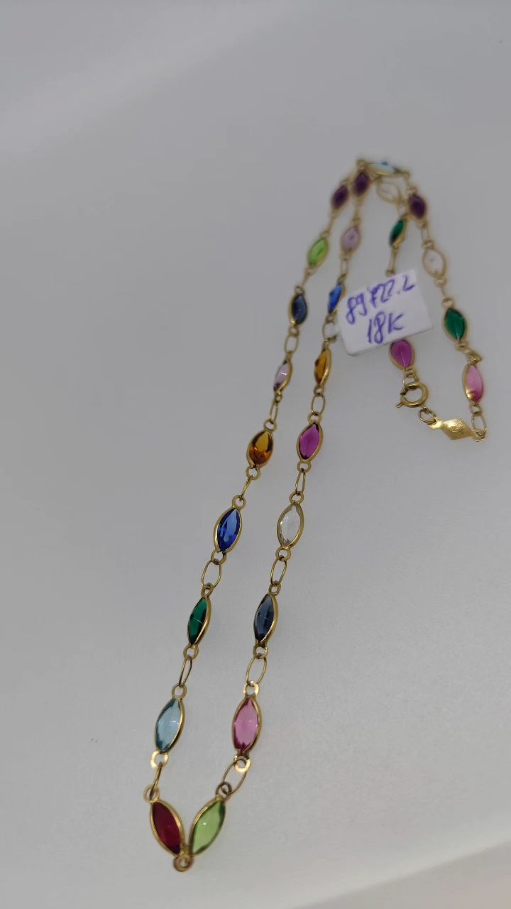 Colier aur 18k 5.81gr cu pietre colorate (r)