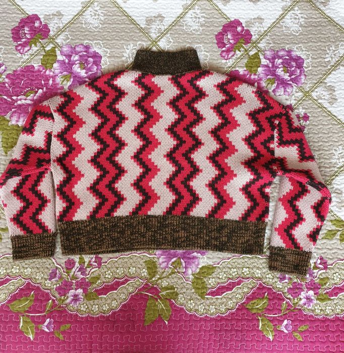 Pulover gros pe gat multicolor mix lana alpaca Closed