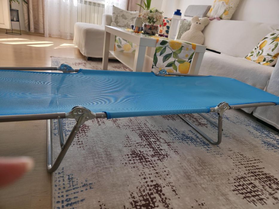 Sezlong plaja albastru Aosom