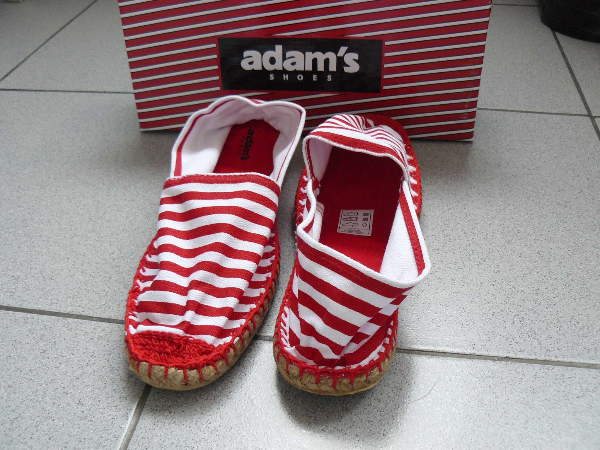 Espadrile Unisex/Dama ADAM'S Panza,Talpa din iuta,Culoare Alb Cu Rosu