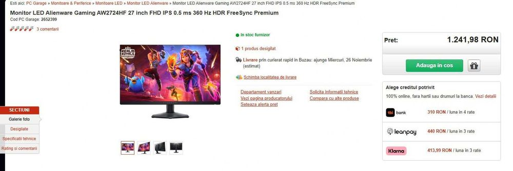 Monitor Dell Alienware 27"