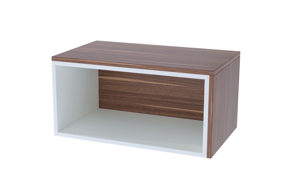 Măsuță de cafea / Noptieră modernă alb cu lemn