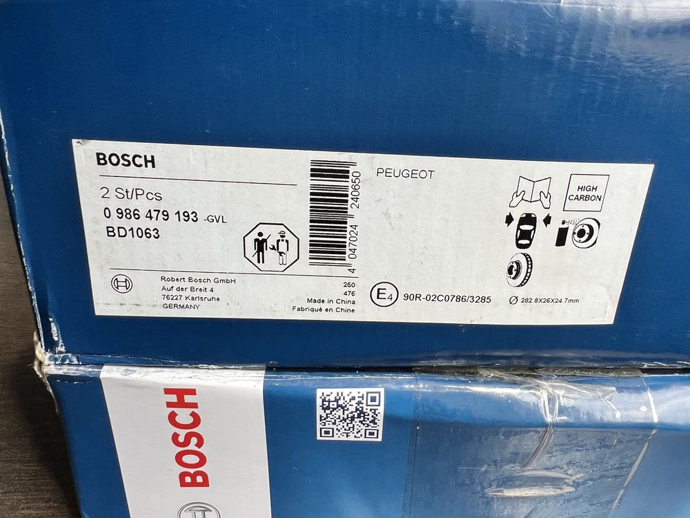 Комплект Bosch нови предни и задни дискове и накладки Peugeot 407